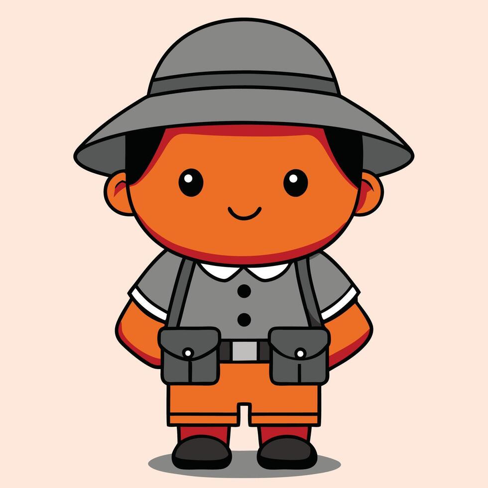 a cartoon character wearing an orange hat and gray clothes vector