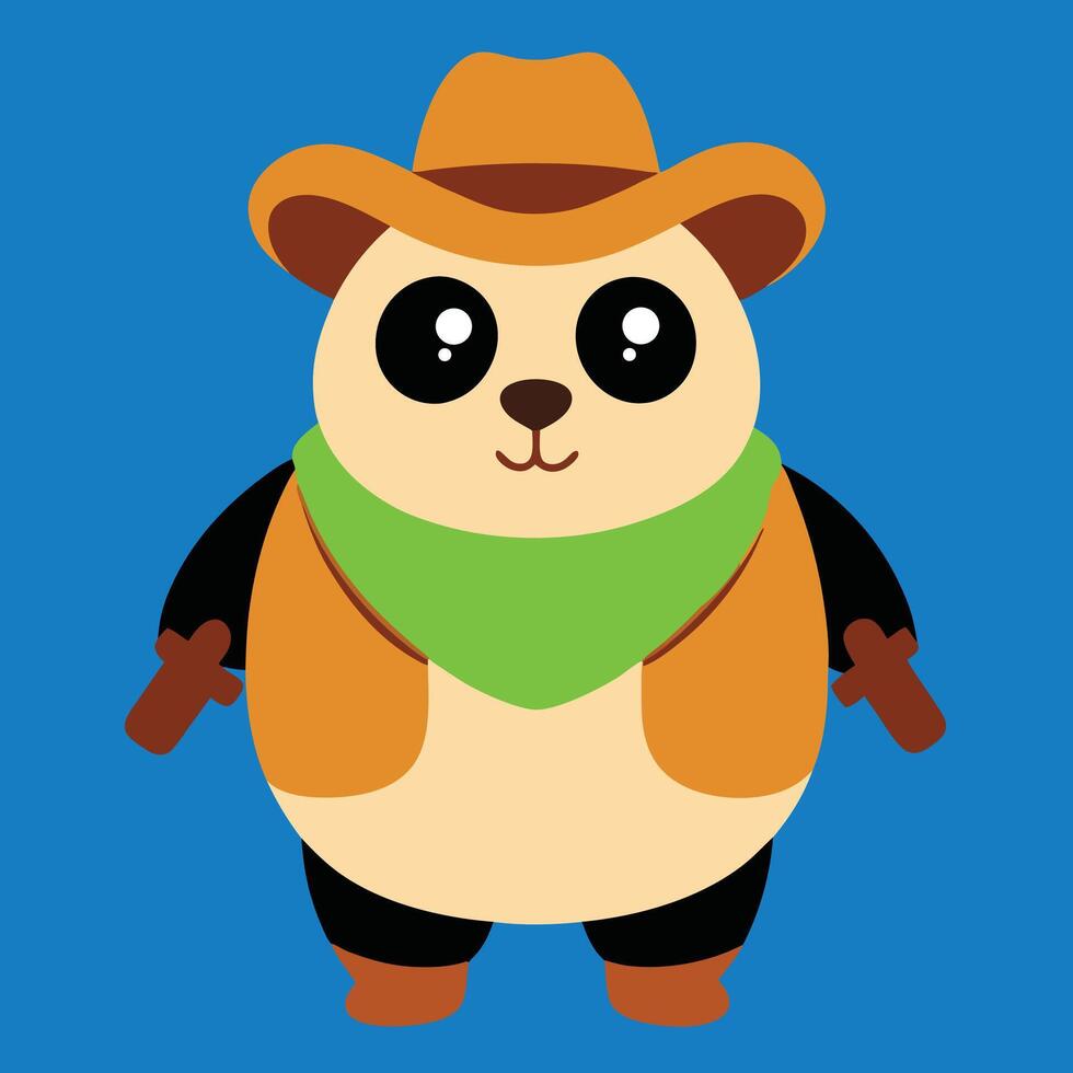 a cartoon panda wearing a cowboy hat and holding a gun vector