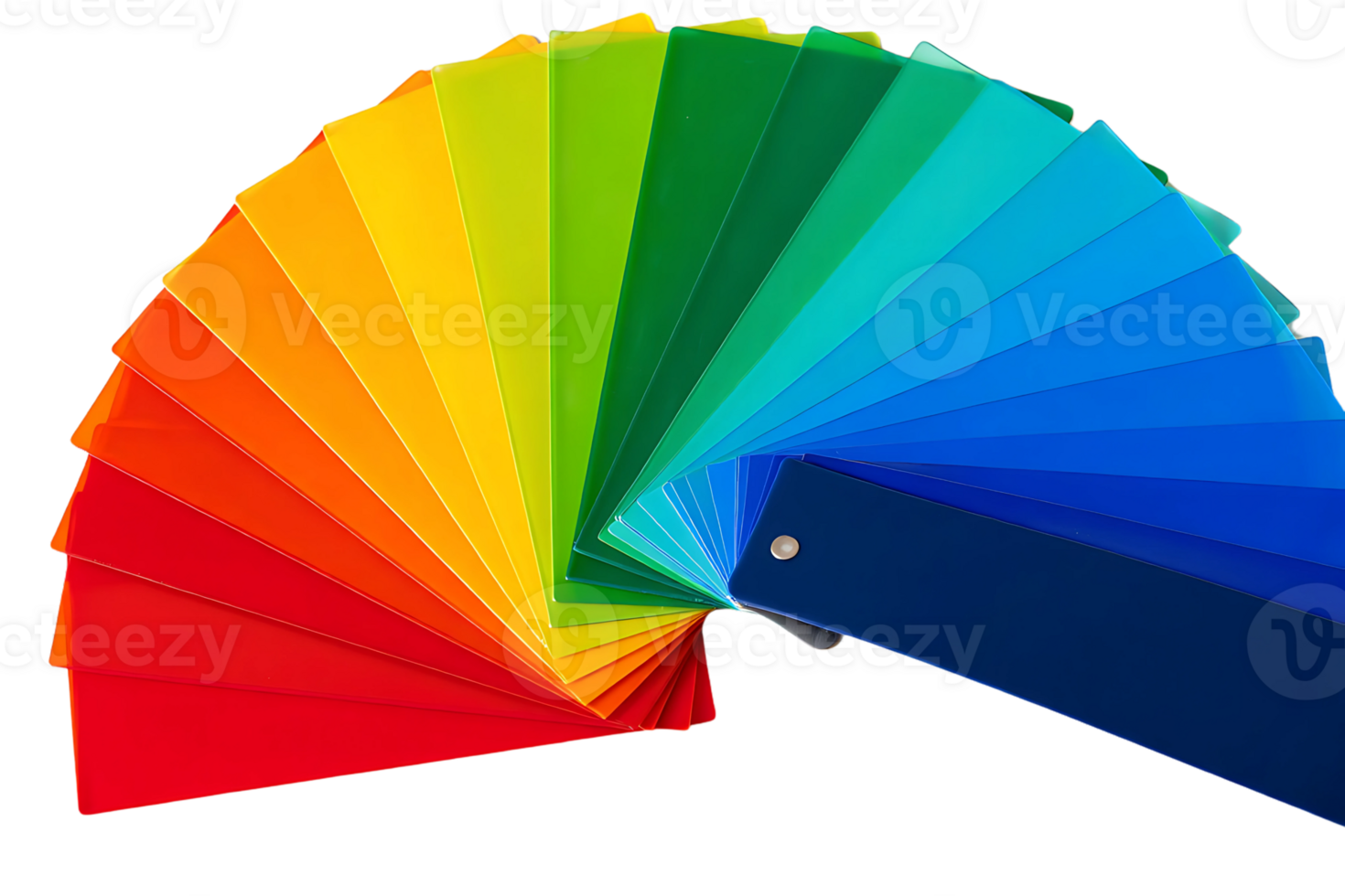 A Vibrant Color Swatch Fan Displaying a Full Spectrum of Rainbow Hues for Design png