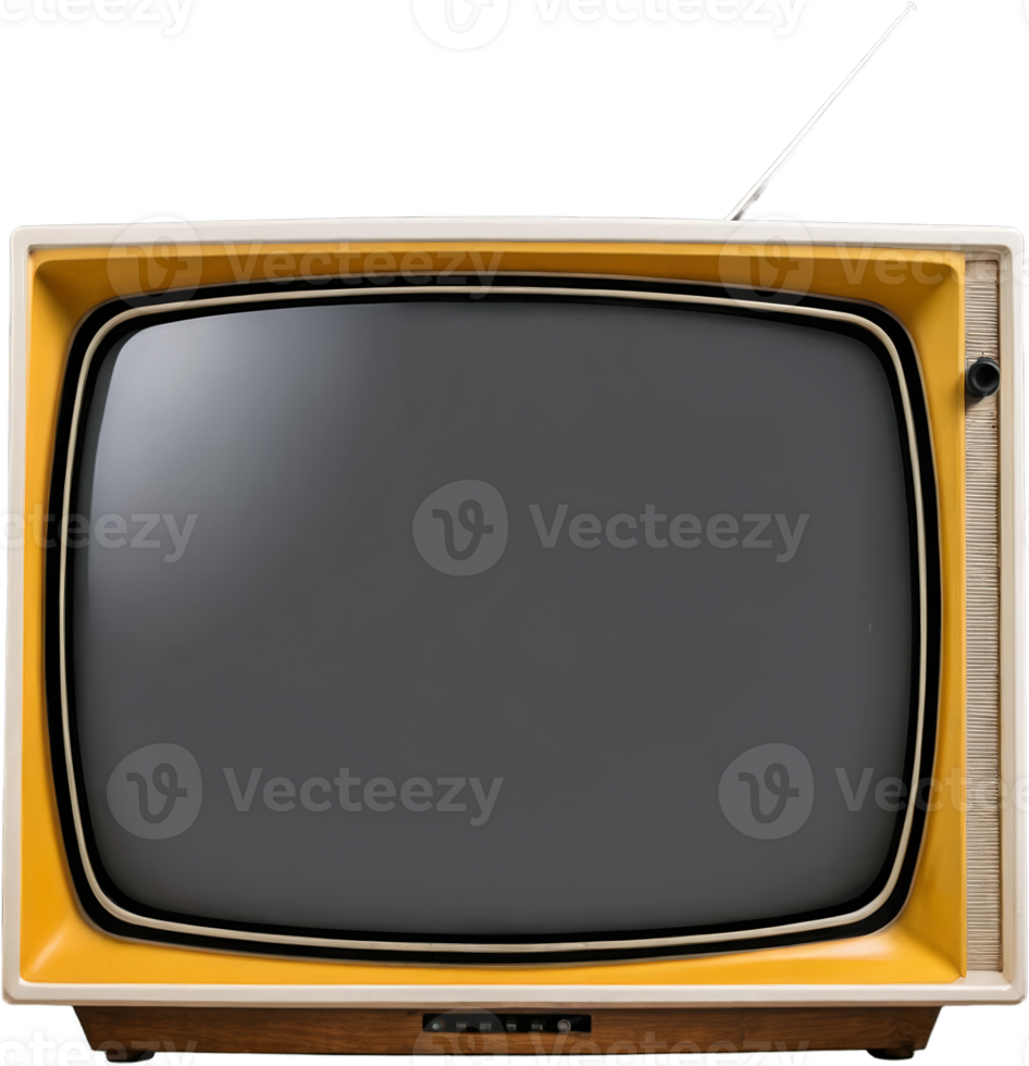 An old television with a black and yellow screen png