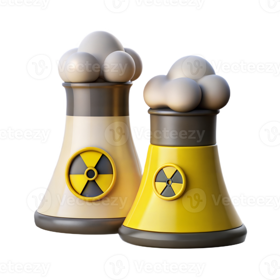 Cartoon Style Nuclear Power Plant Towers Radiating Peaceful Energy Illustration png
