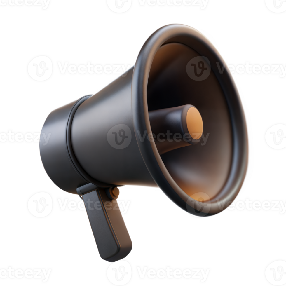 3D Render Of Isolated Black Megaphone Loudspeaker For Announcements And Communication png