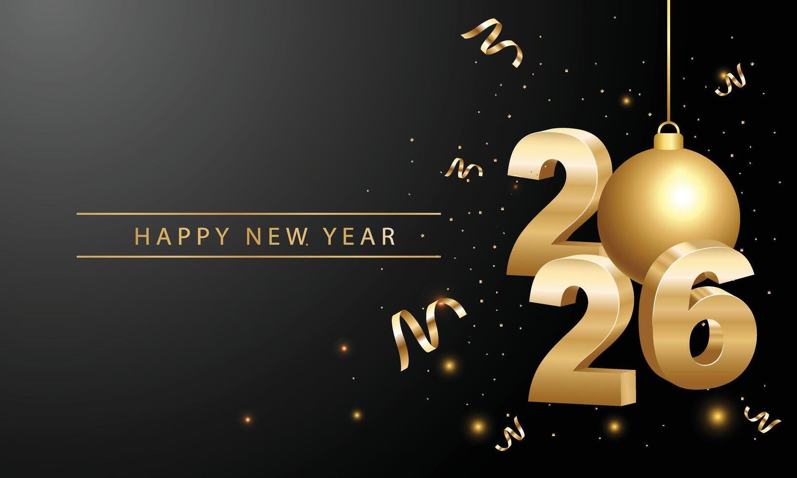2026 happy new year. 2026 golden new year symbol 3d-illustration vector