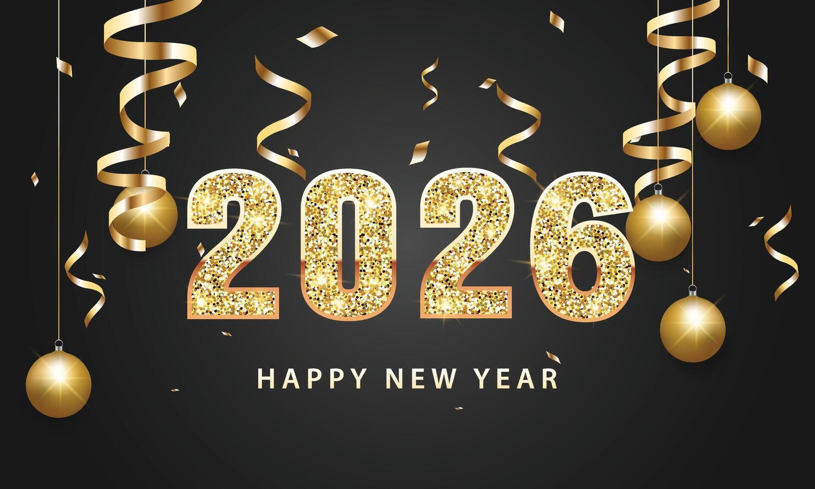 sparkling gliter confetti marking vibrant 2026 new year vector