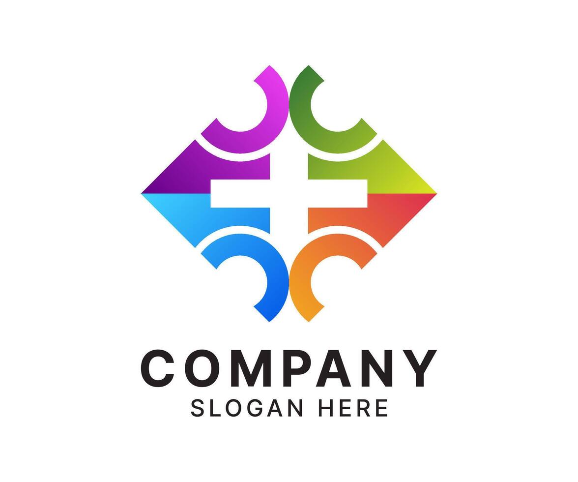 Abstract colorful geometric shape logo design. vector