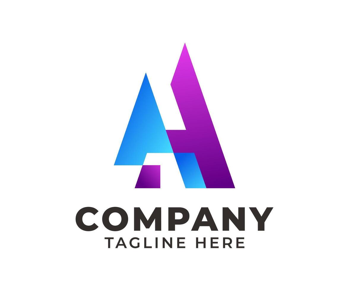 Abstract letter A logo in blue and purple gradient vector