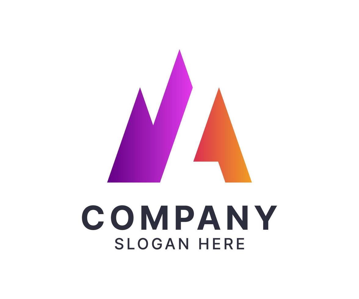 Abstract Letter A Logo with Mountain Peaks. Initial letter A logo icon design. vector