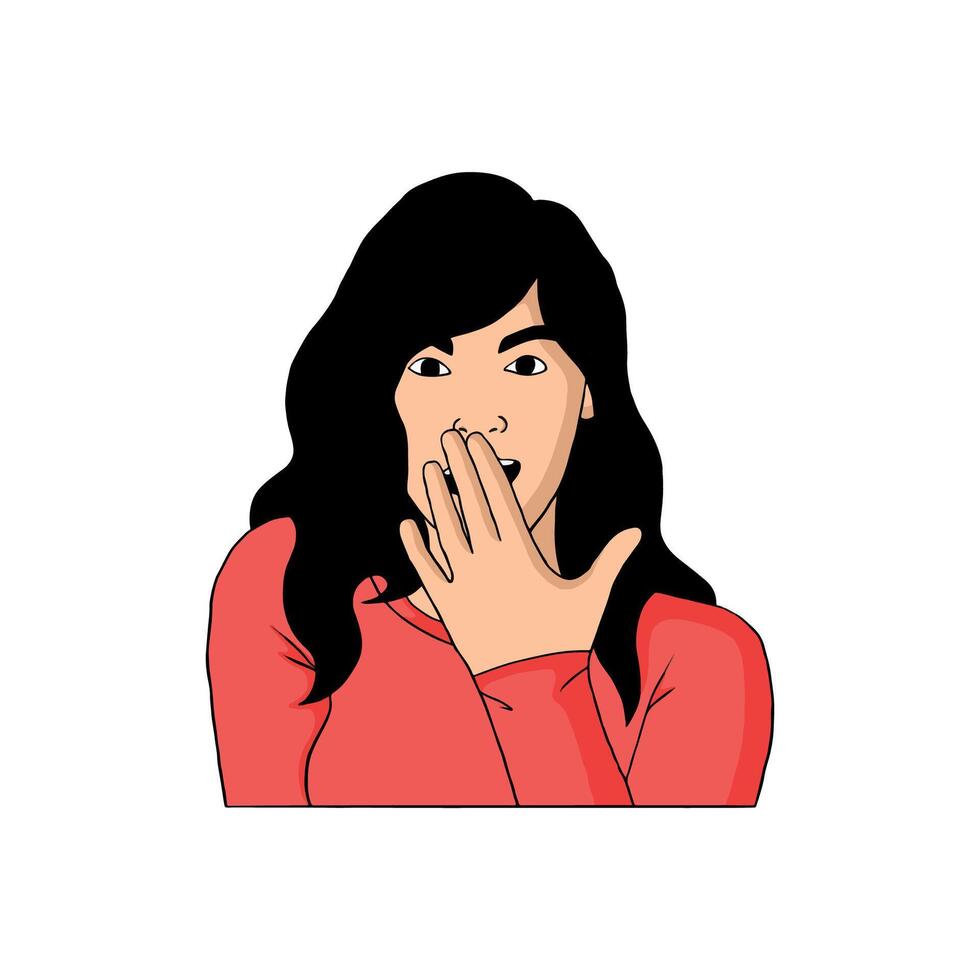 a woman with a shocked expression on her face and an open mouth vector