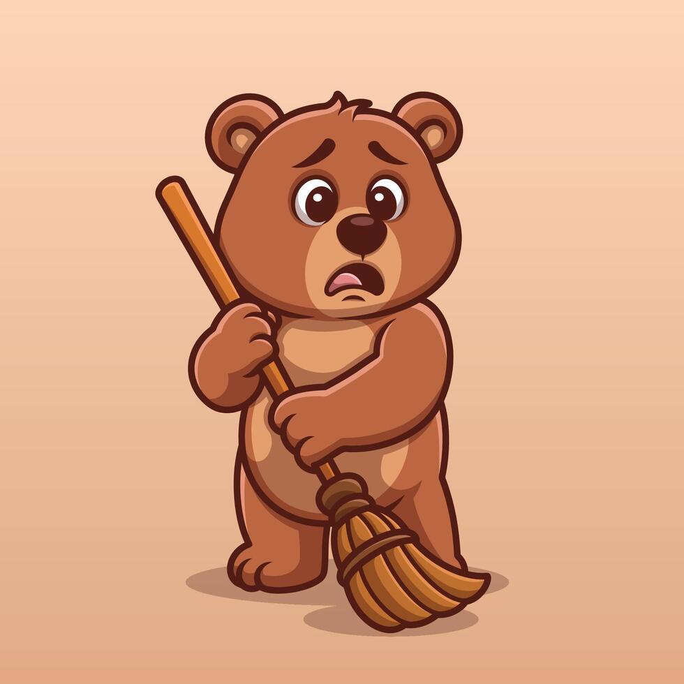 Worried Bear Sweeping vector