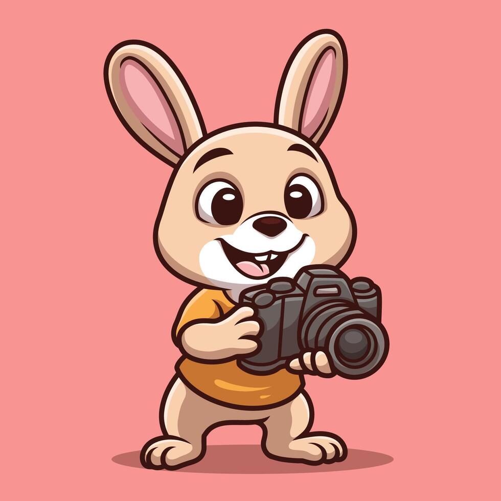 Rabbit Photographer Cartoon Animal Character vector