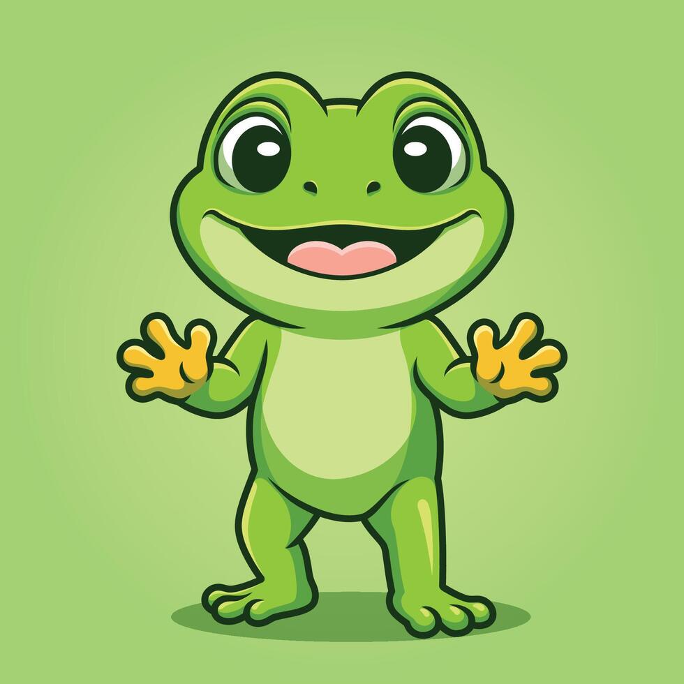 Smiling Frog Waving vector