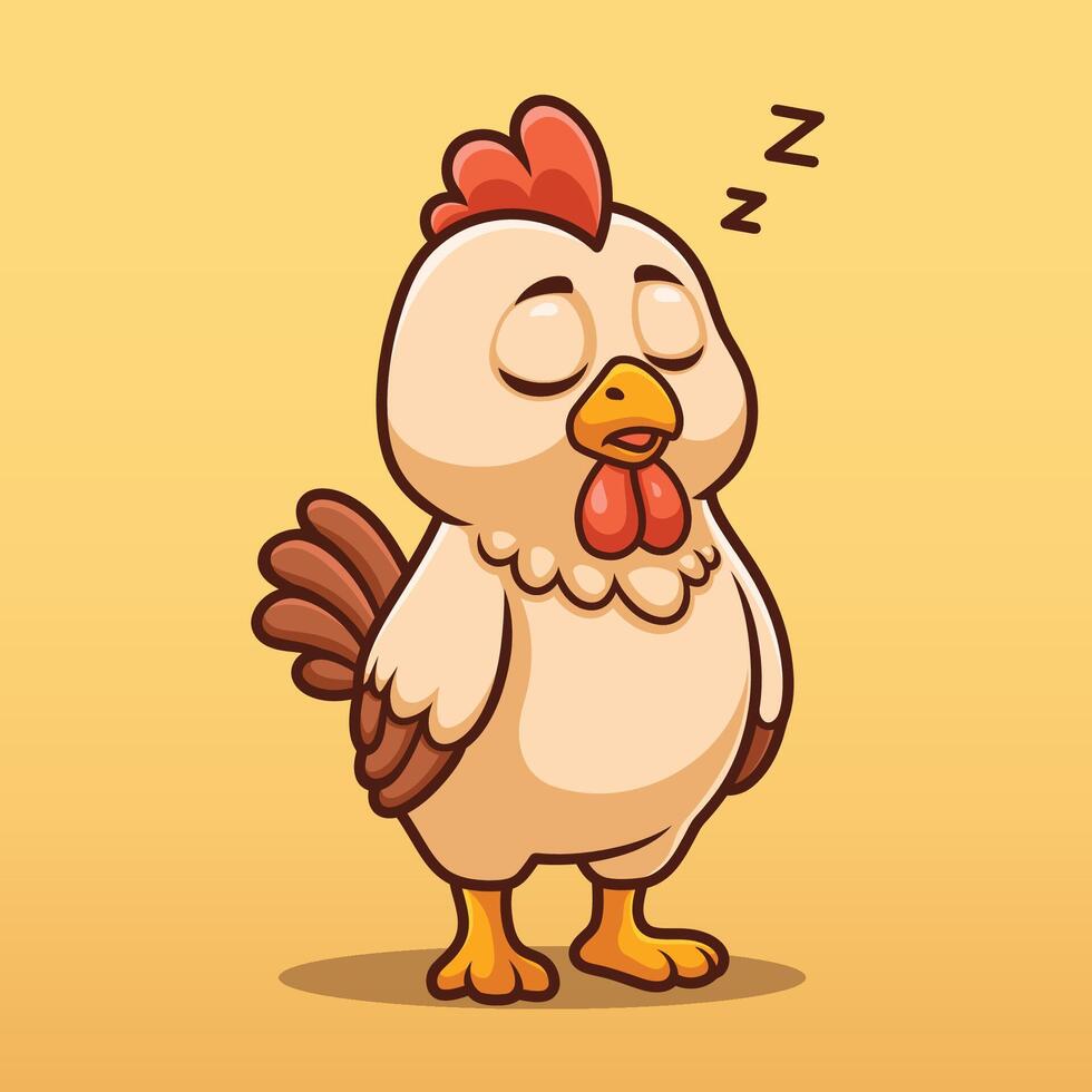 Sleeping Chicken Cute Cartoon Character vector