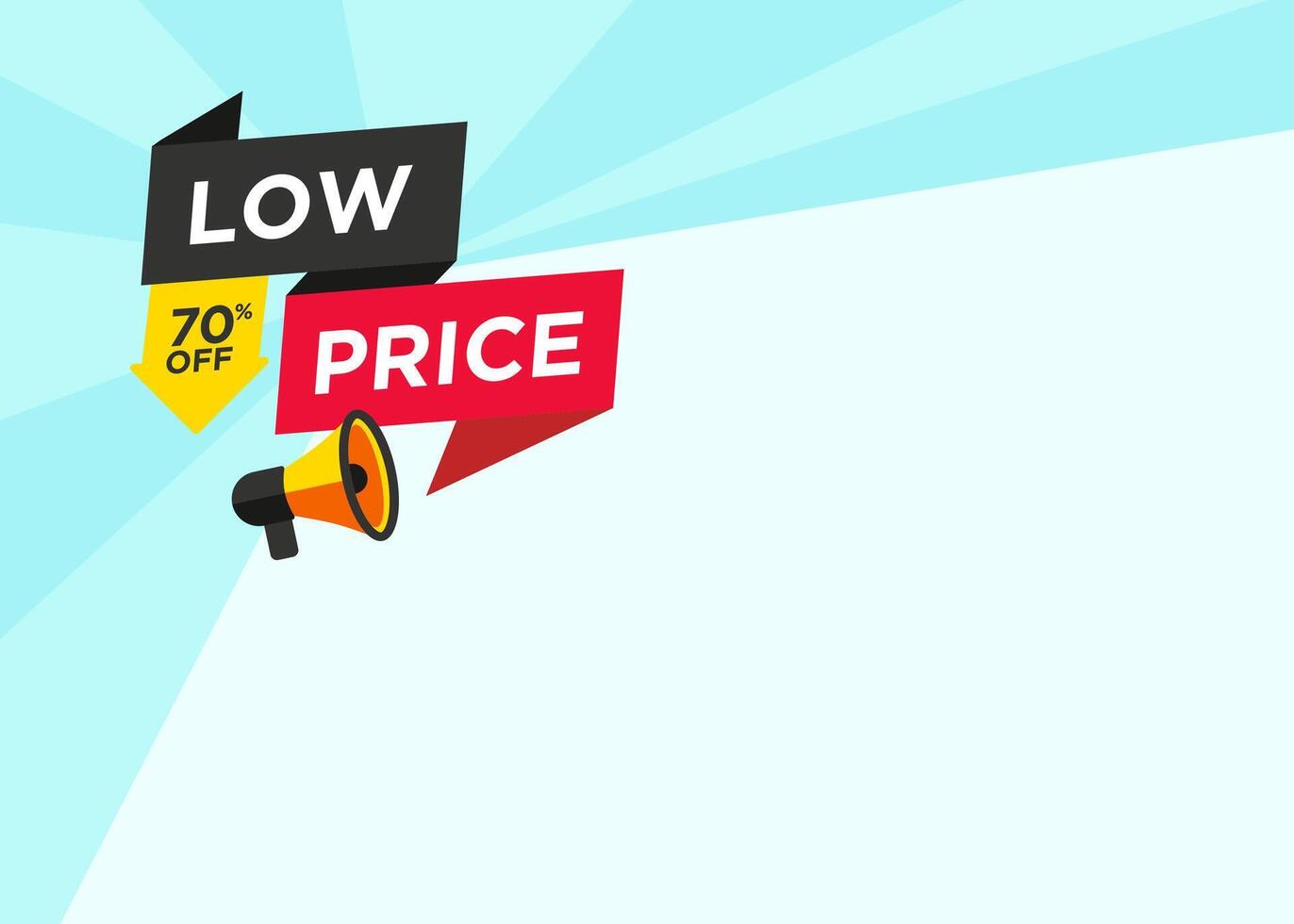 Text with stylist shape, Low Price tag label, promotional graphic element design for advertisement. vector