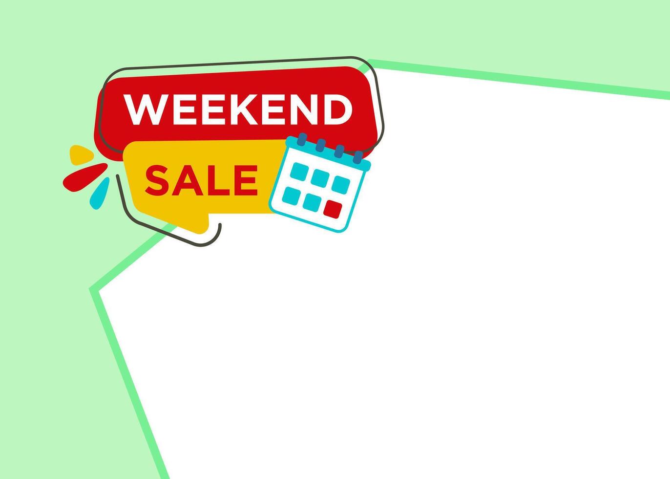 Weekend Sale text with image placeholder to add product or service, promotional tag label design for advertisement. vector