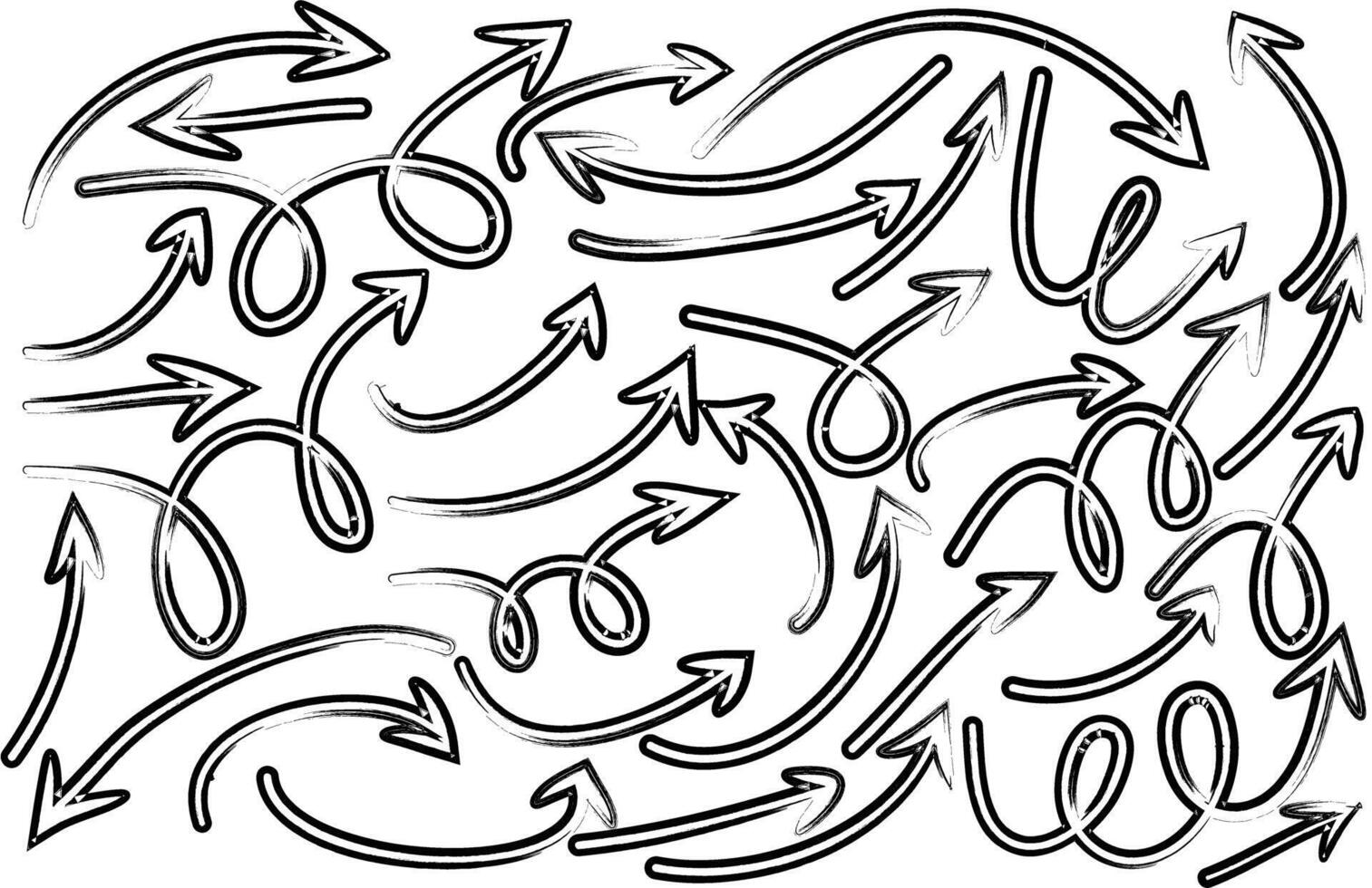 Hand drawn arrow icons set Sketch arrow design for business plan paint brush brush stock Set of arrows black icons Circle arrows vector
