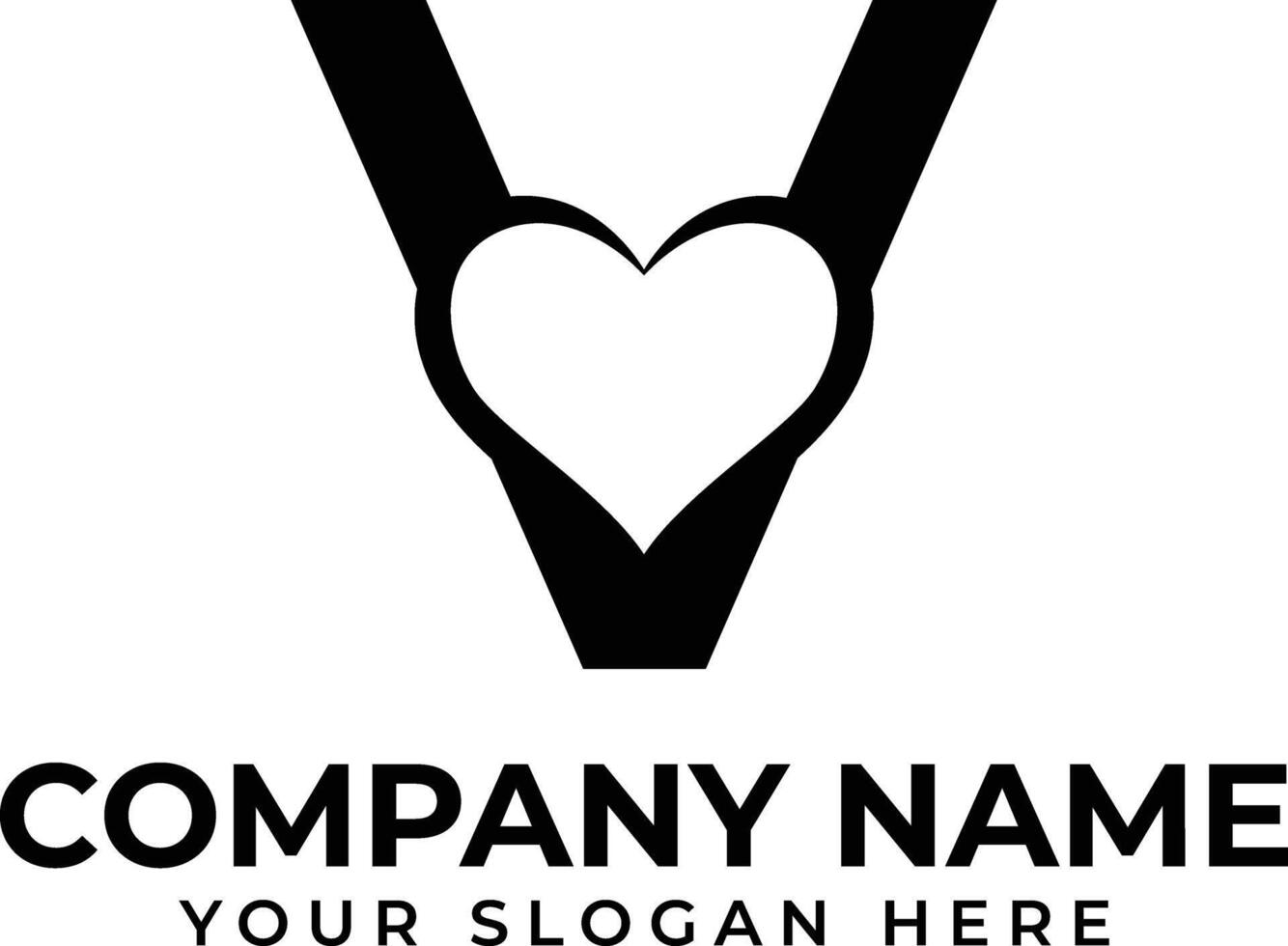 letter v with heart, v love logo with eps file vector