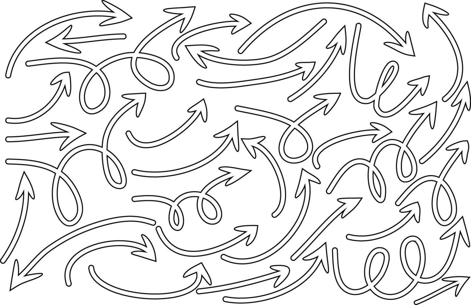 Hand drawn arrow icons set Sketch arrow design for business plan paint brush brush stock Set of arrows black icons vector
