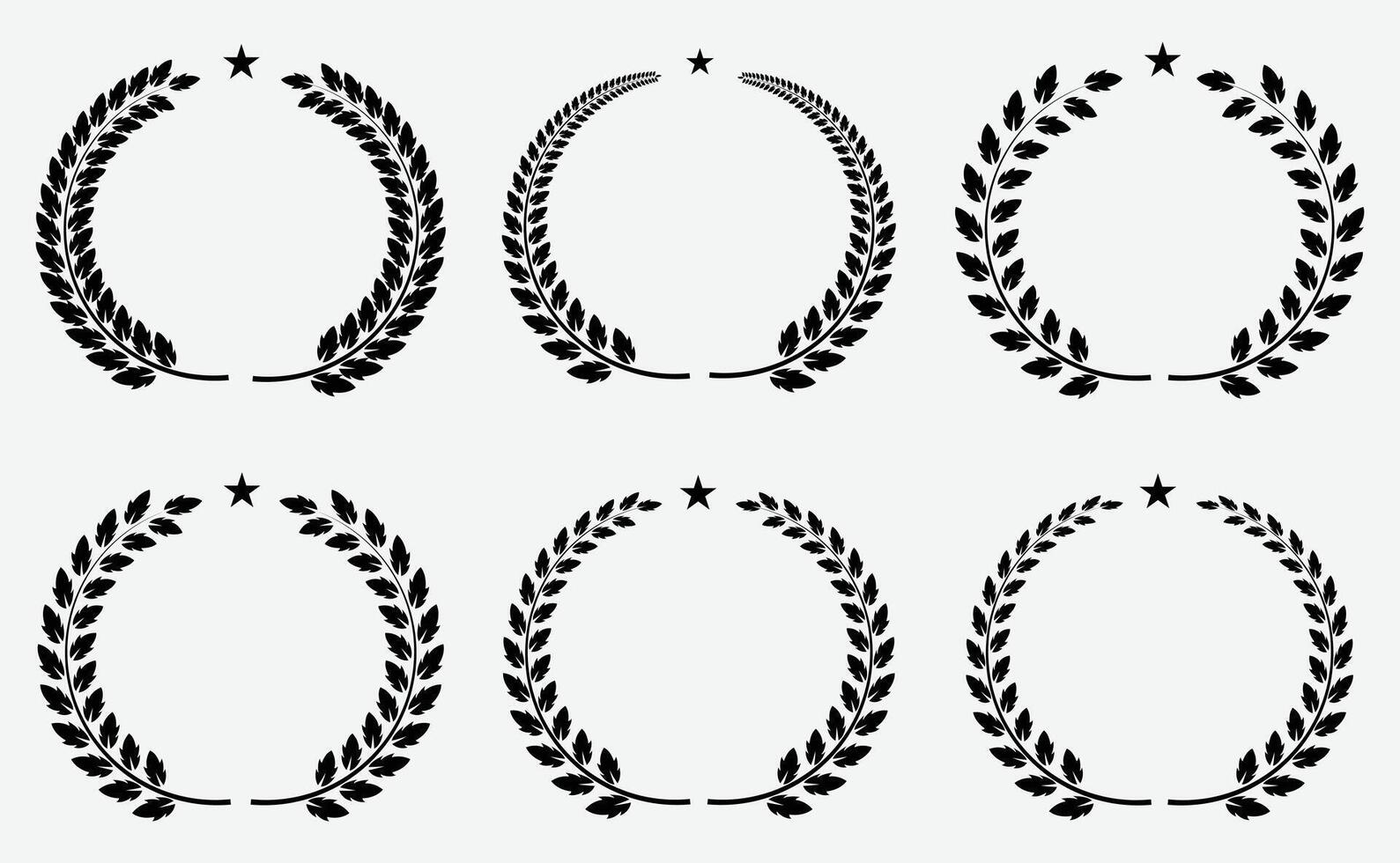 Laurel Wreath Design Set Featuring Elegant and Timeless Symbols of Victory, Honor, and Prestige for Awards vector