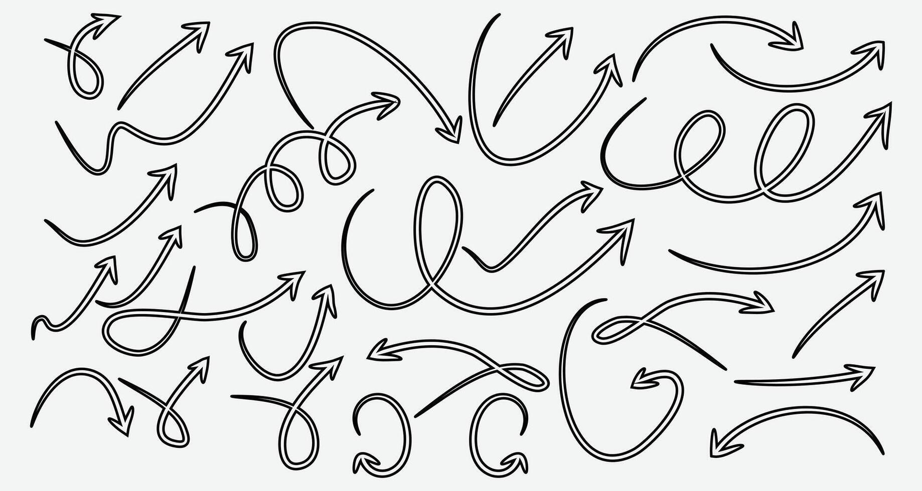 Hand Drawn Arrow Set paint brush set arrow set brush stock arrow set Curved Twisted and Looped Sketch Arrow eps file vector