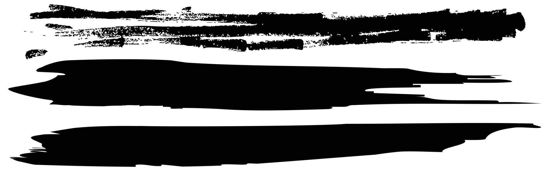 Black Brush Stroke Design Set Featuring Grunge Textures and Bold Hand Drawn Elements for Abstract Art and paint brush vector