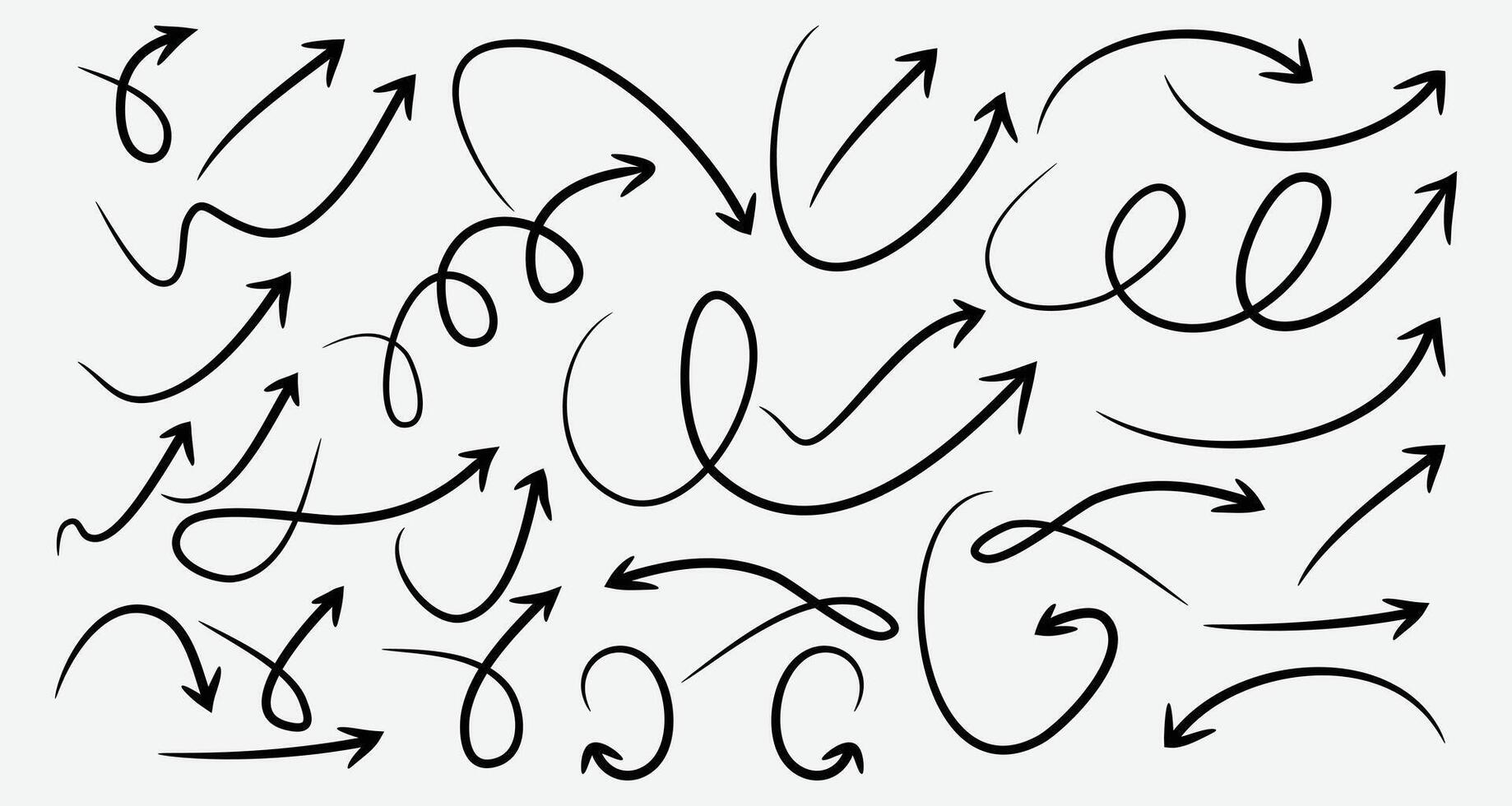 Hand Drawn Arrow Set paint brush set arrow set brush stock arrow set Twisted and Looped Sketch Arrows set vector