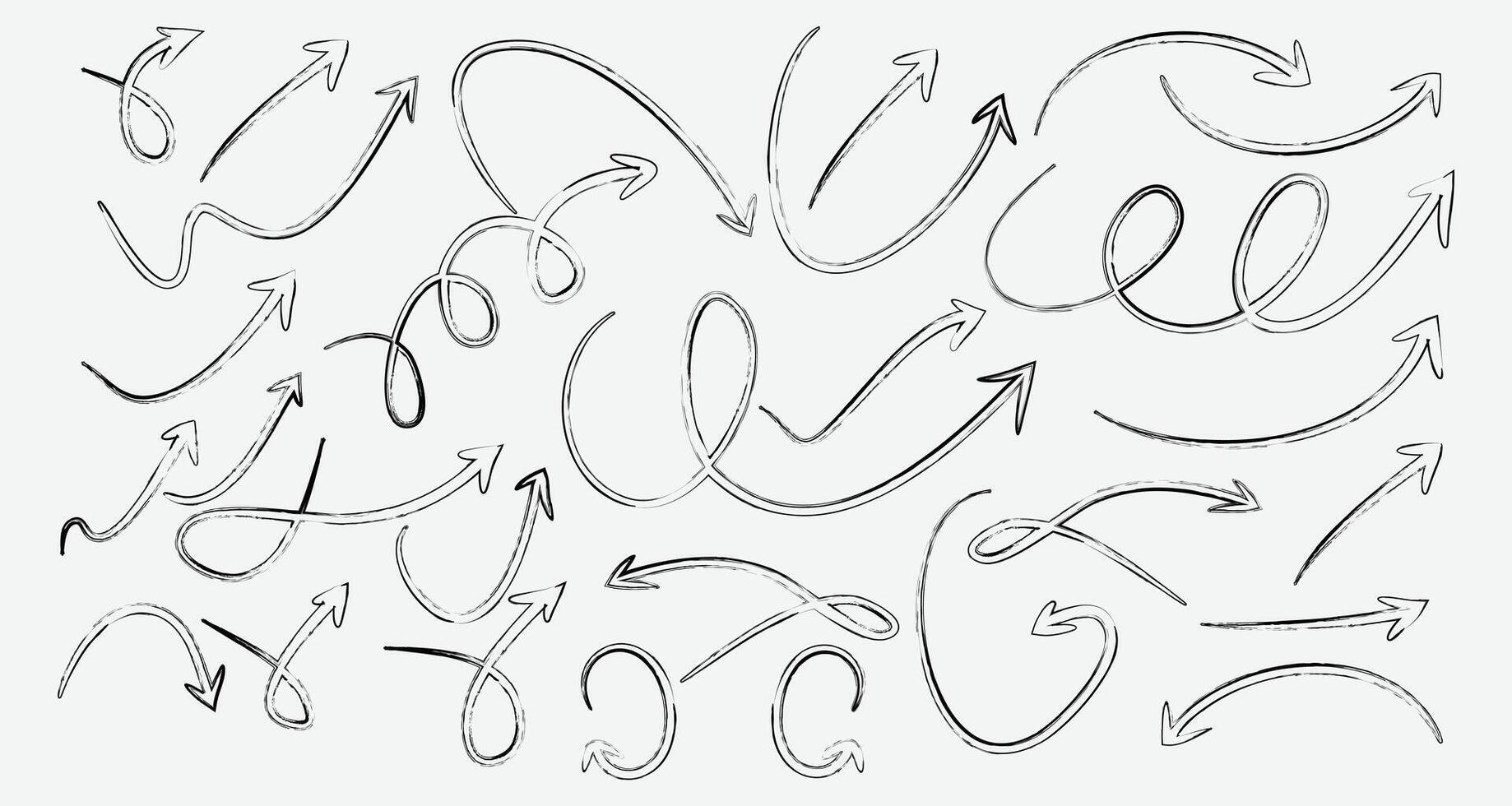 Hand Drawn Arrow Set paint brush set arrow set brush stock arrow set Curved Twisted and Looped Sketch Arrow vector