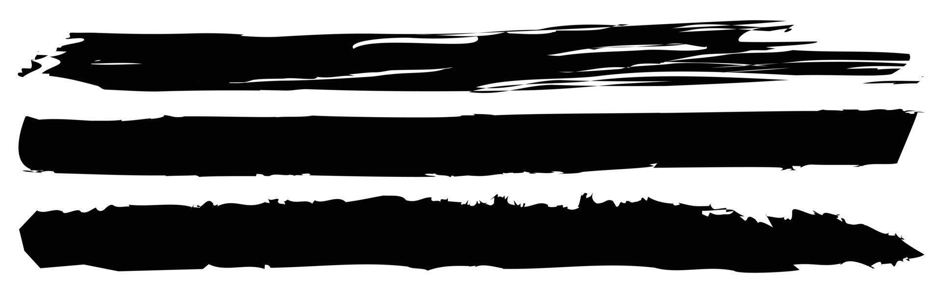 Black Brush Stroke Design Set Featuring Grunge Textures and Bold Hand Drawn Elements, eps file vector