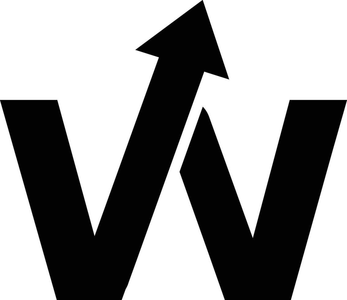 Letter W with Up Arrow Logo Representing Winning Growth, vector