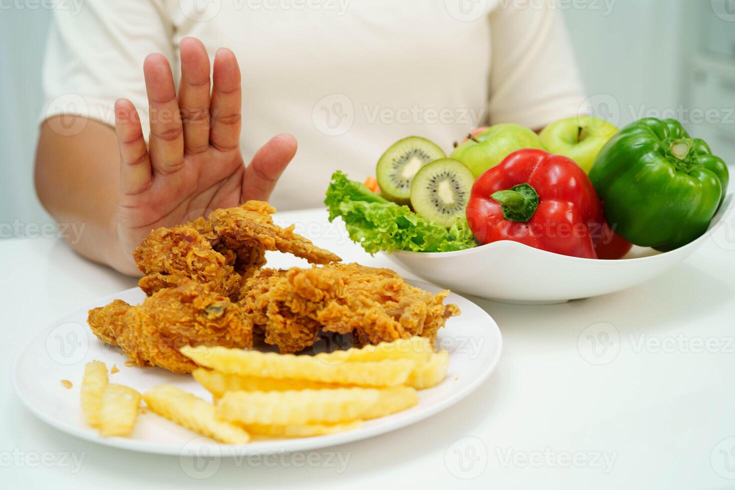 Junk food no good health eating for diet. photo