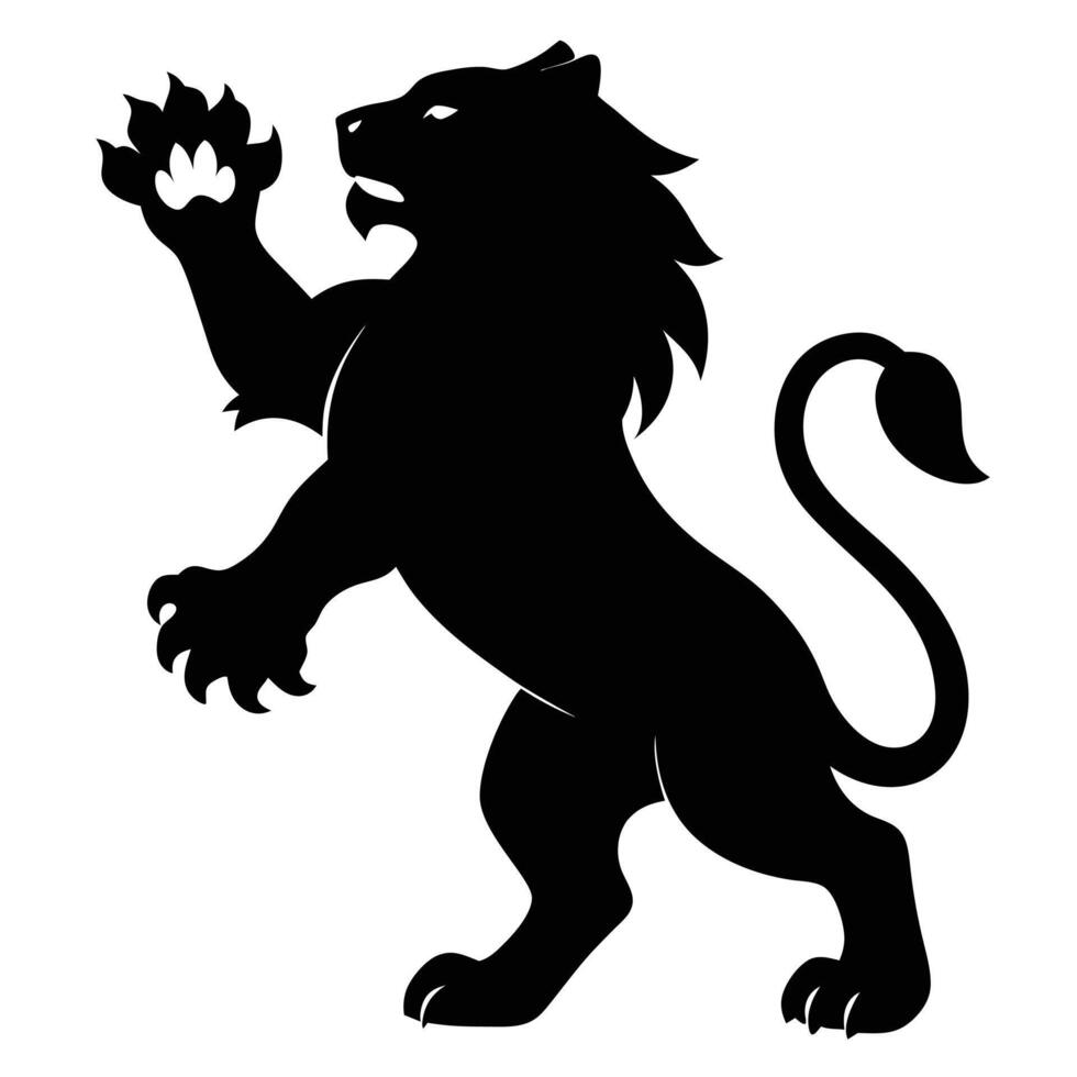 Heraldic Lion Silhouette in Elegant Classic Style vector