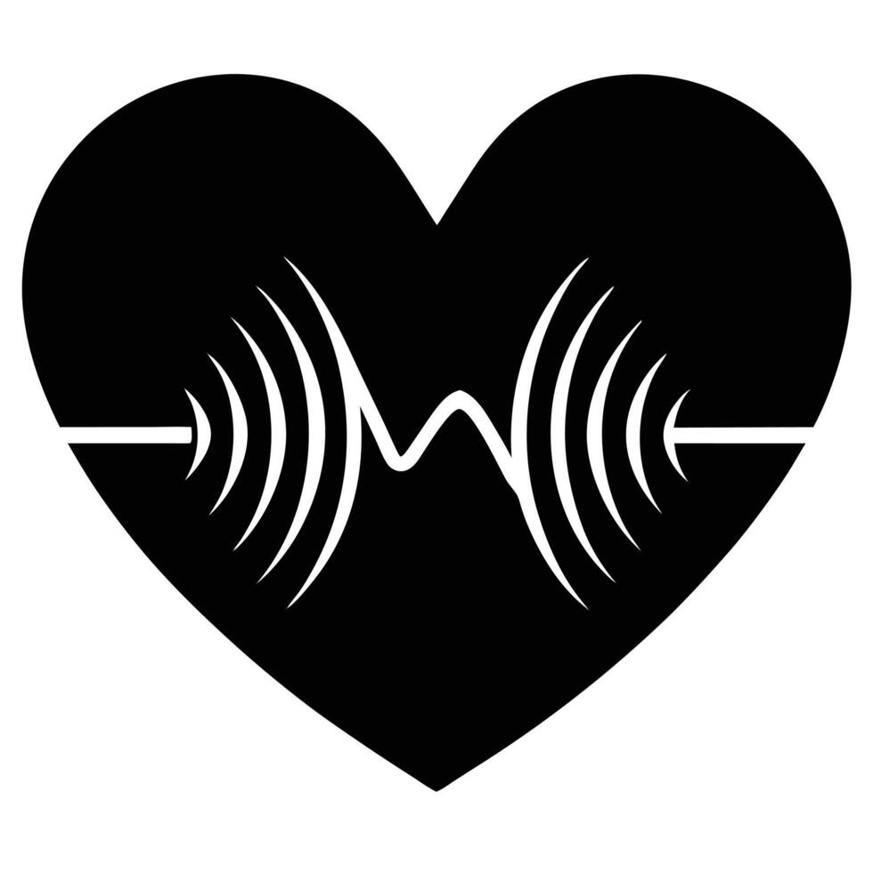 Heartbeat with Sound Waves Inside Heart Shape vector