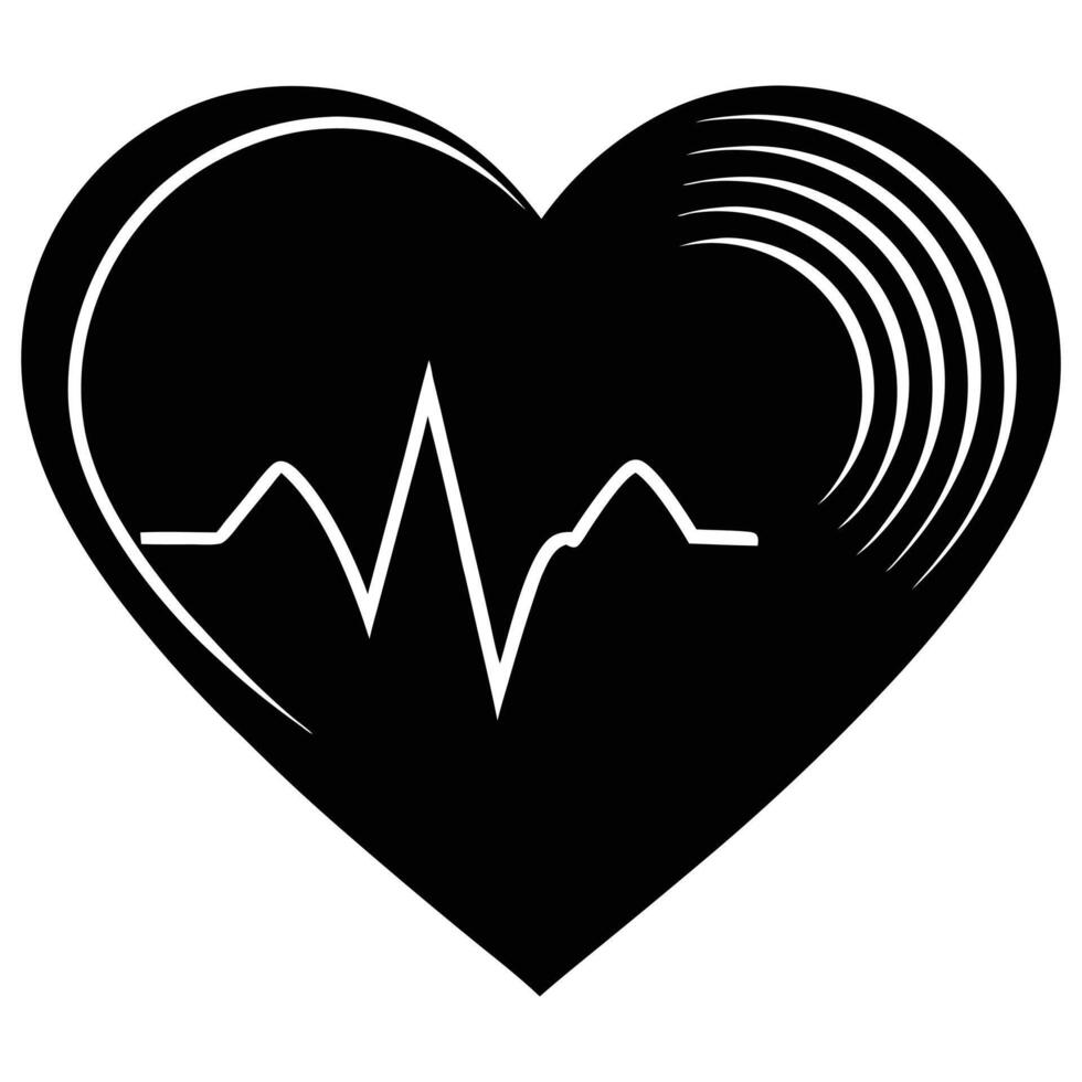 Heart Symbol with EKG Waveform and Vinyl Record Design vector