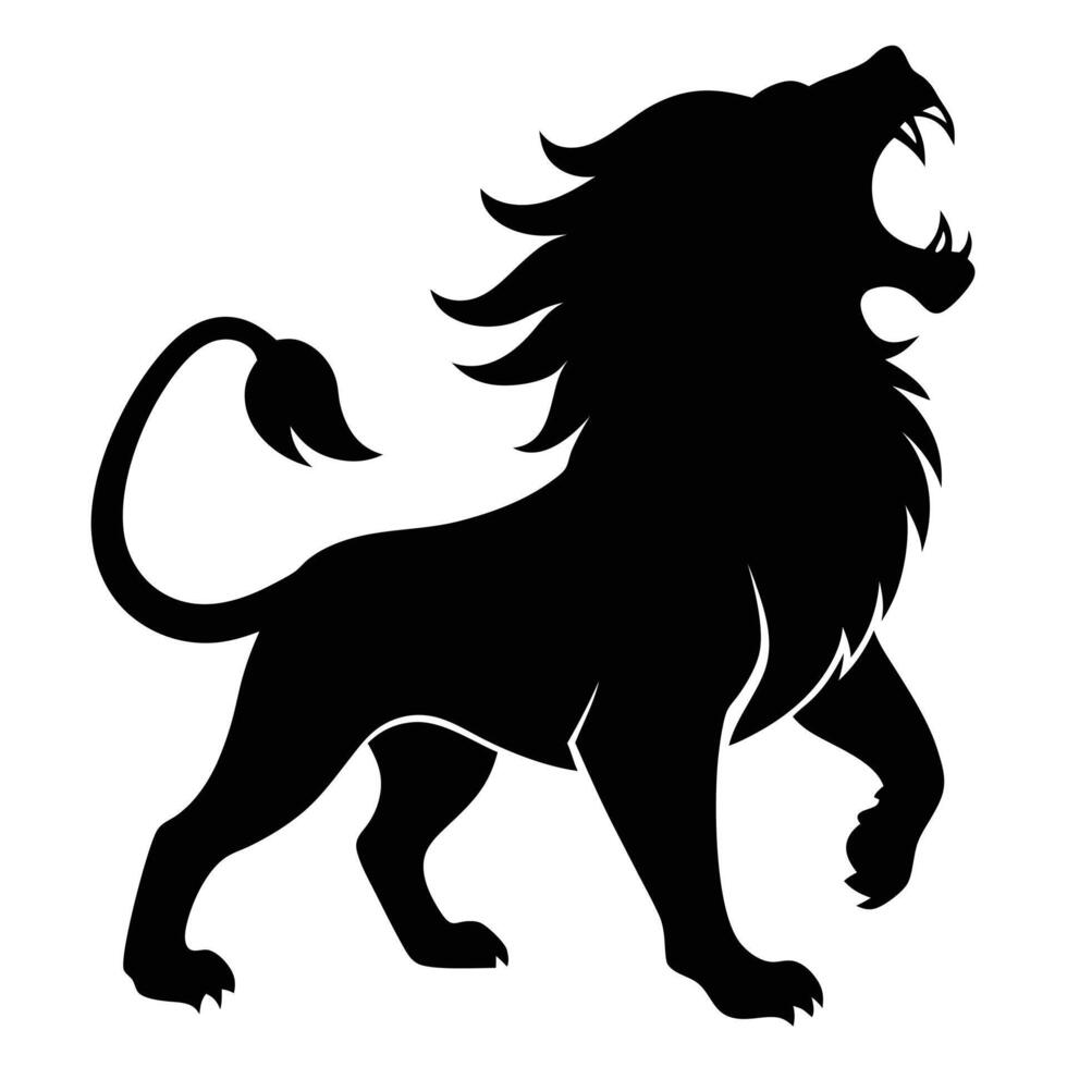 Roaring Majestic Lion Silhouette Representing Royalty vector
