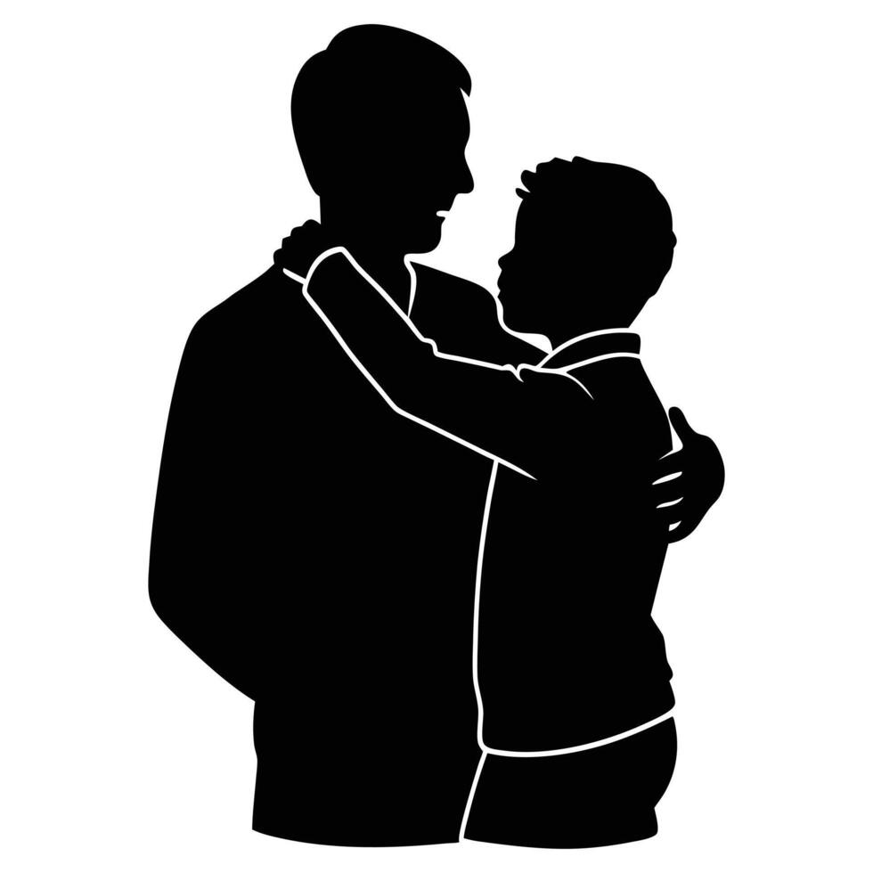 Father and Son Embrace in Heartwarming Pose vector