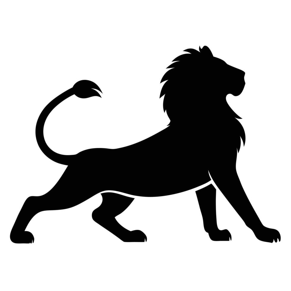 Striking Black Silhouette of a Majestic Lion vector