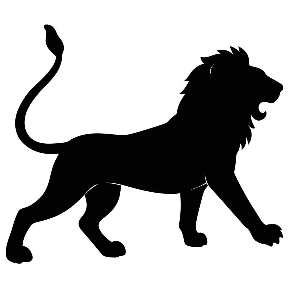 Roaring Majestic Lion Silhouette in Bold Black vector