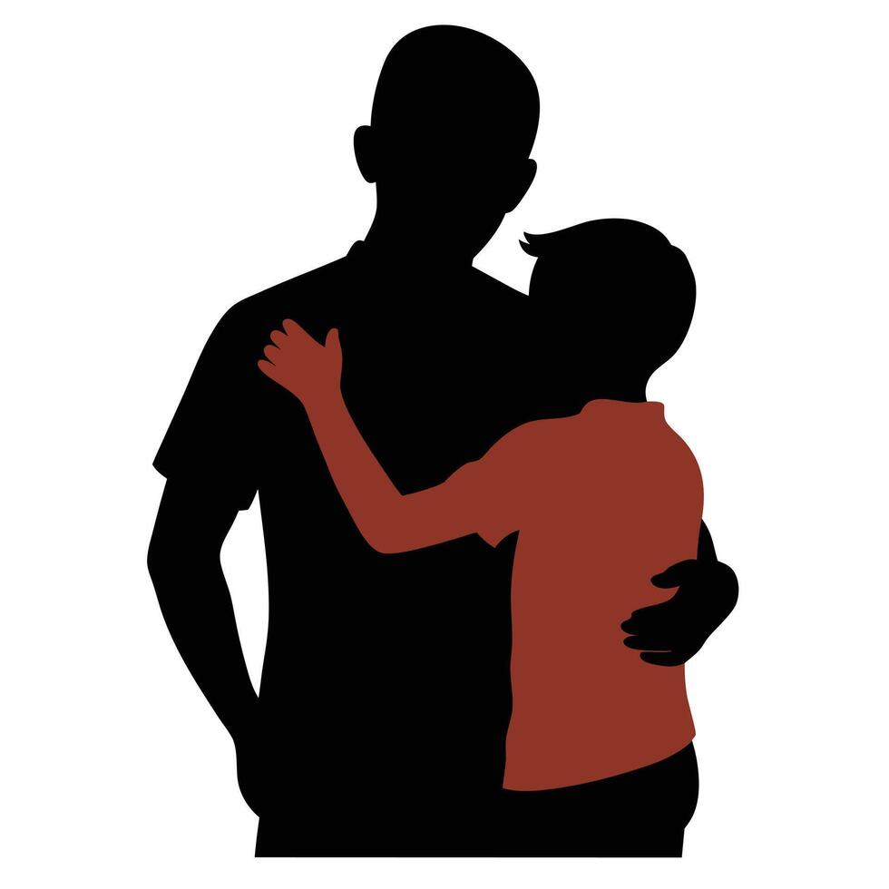 Father Hugging Son Representing Family Love vector