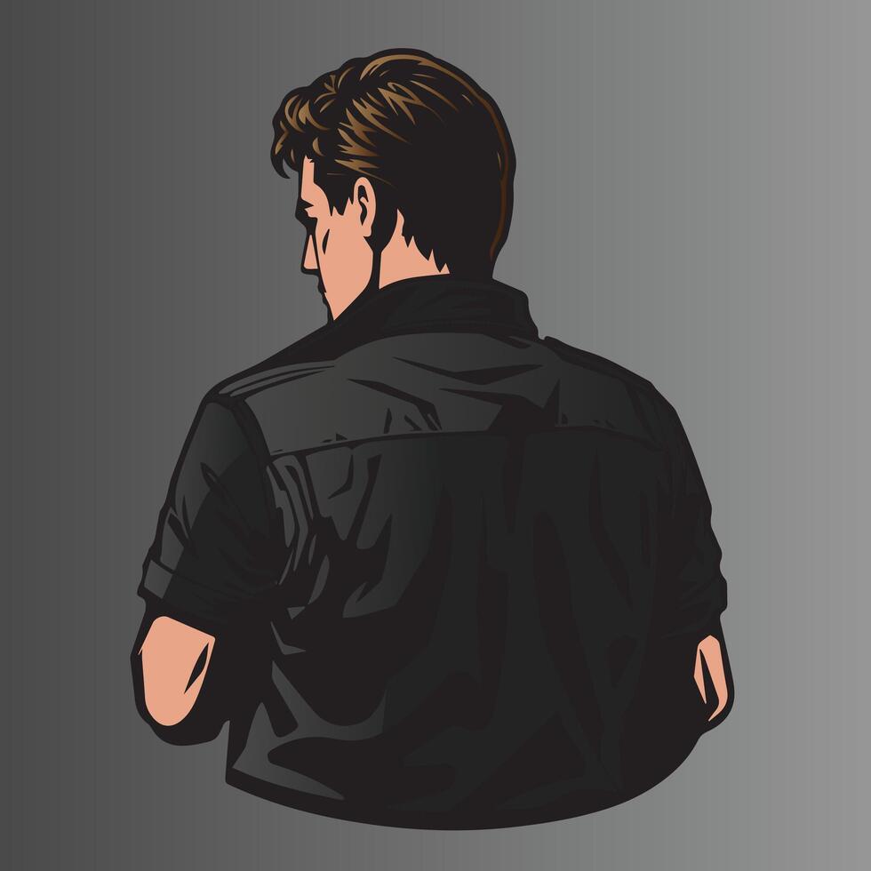 back side of man illustration vector