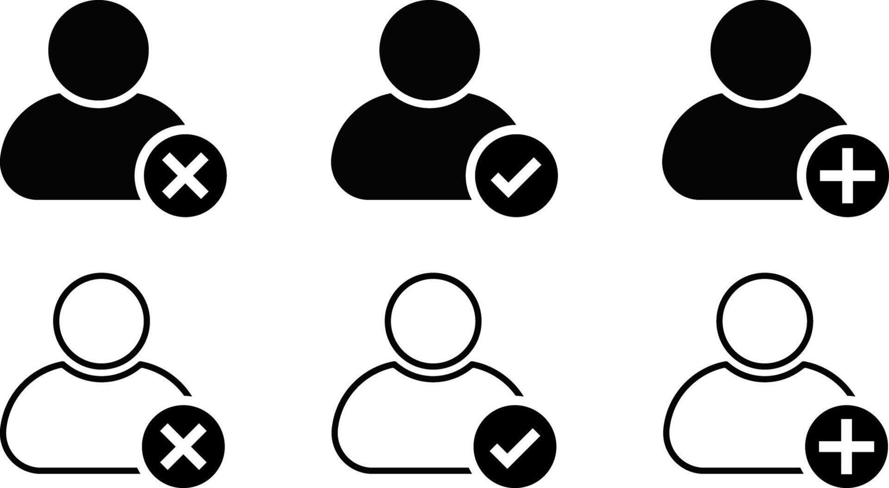 New user profile icon. add, remove, approved icon collection. Avatar icons. Profile picture. Person symbols vector