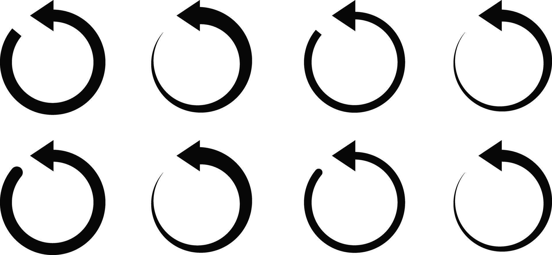 circle arrow icons. Repeat and reload icons set. rotation sign. curve dashed arrows design vector