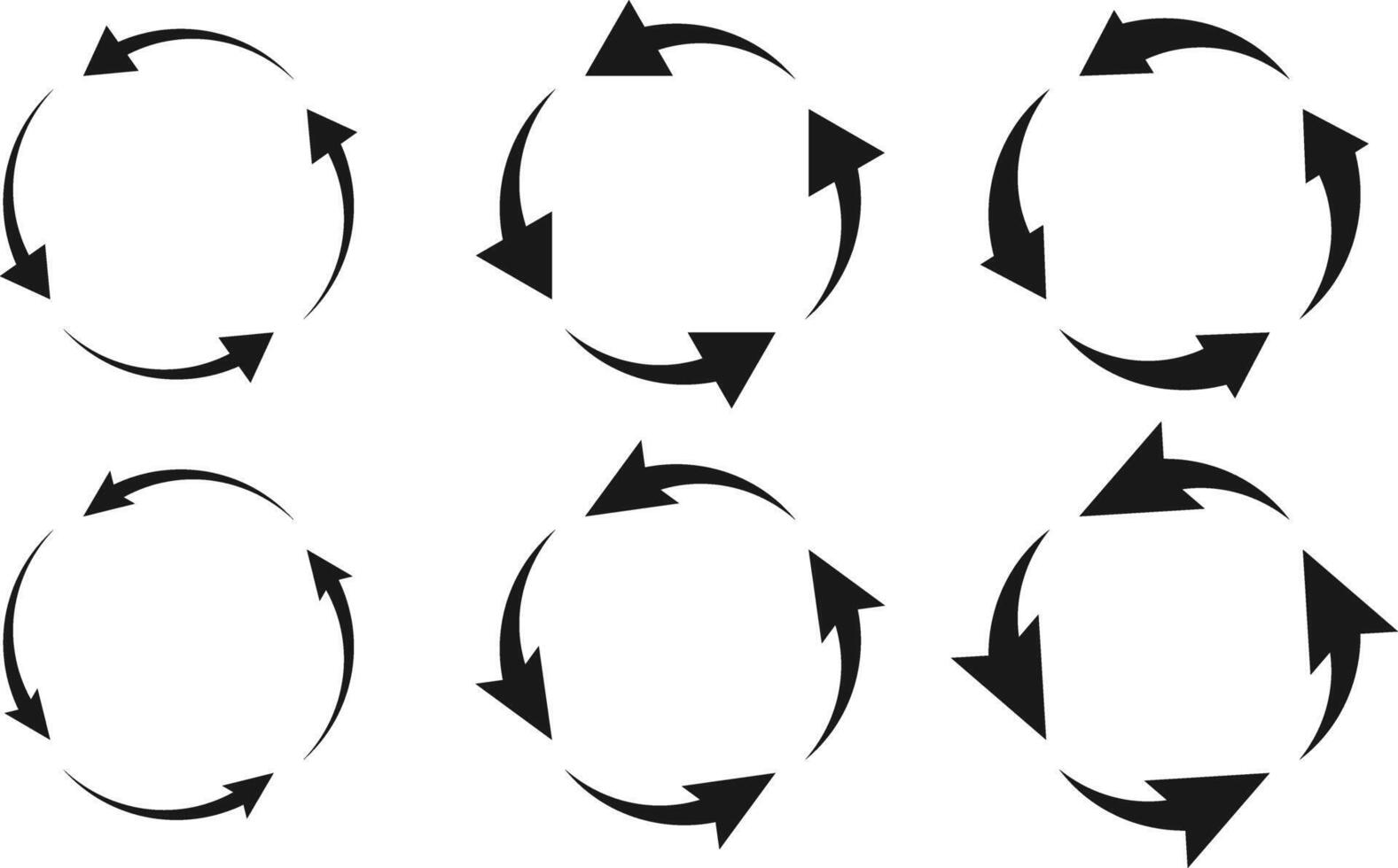 circle arrow icon set. Repeat and reload icons set. rotation sign. curve dashed arrows design vector
