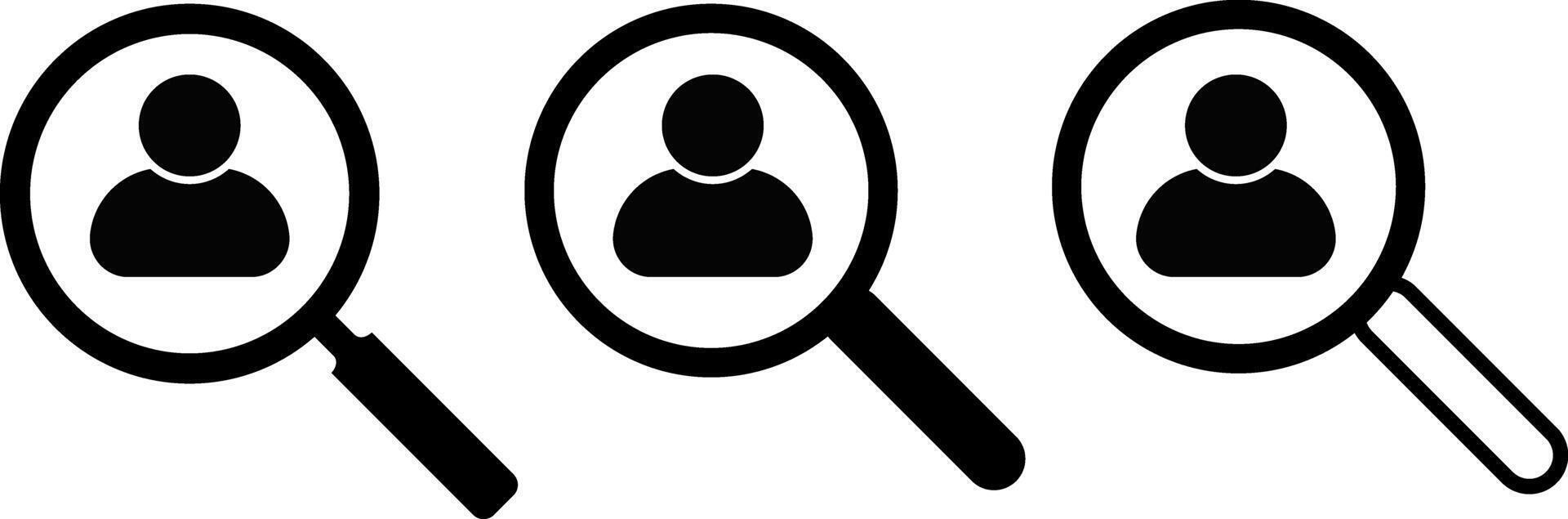 Search job icon set. vacancy sign. hiring symbol. search people. Person avatar. Find user icons vector