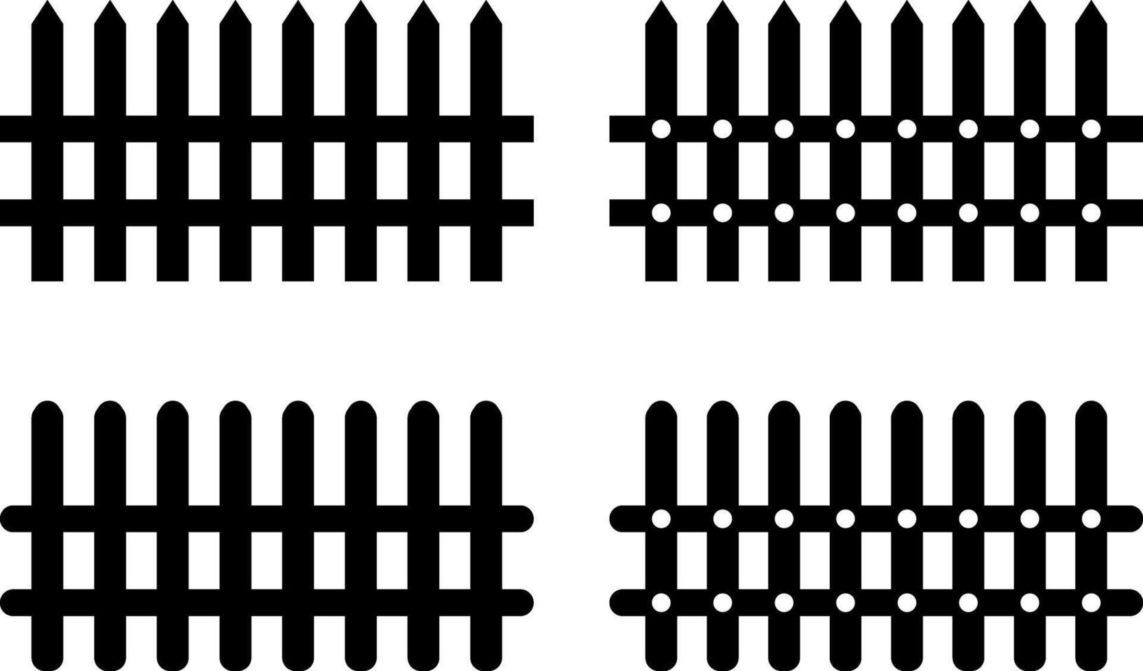 fence symbols and signs. Wood fencing. metal profiled sheet. wire mesh. crowd control barricade vector