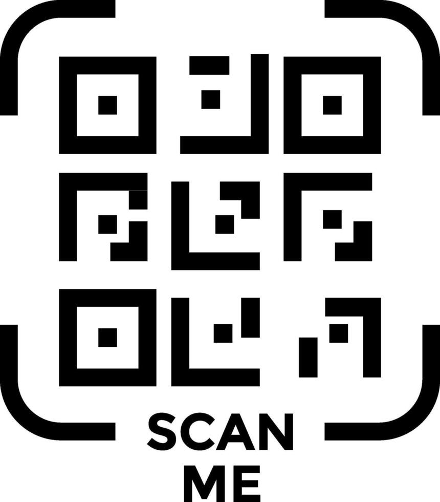 QR Code Scan Set. Scan me text. Smartphone usage. barcode sign. payment and identification. Simple digital scanning vector
