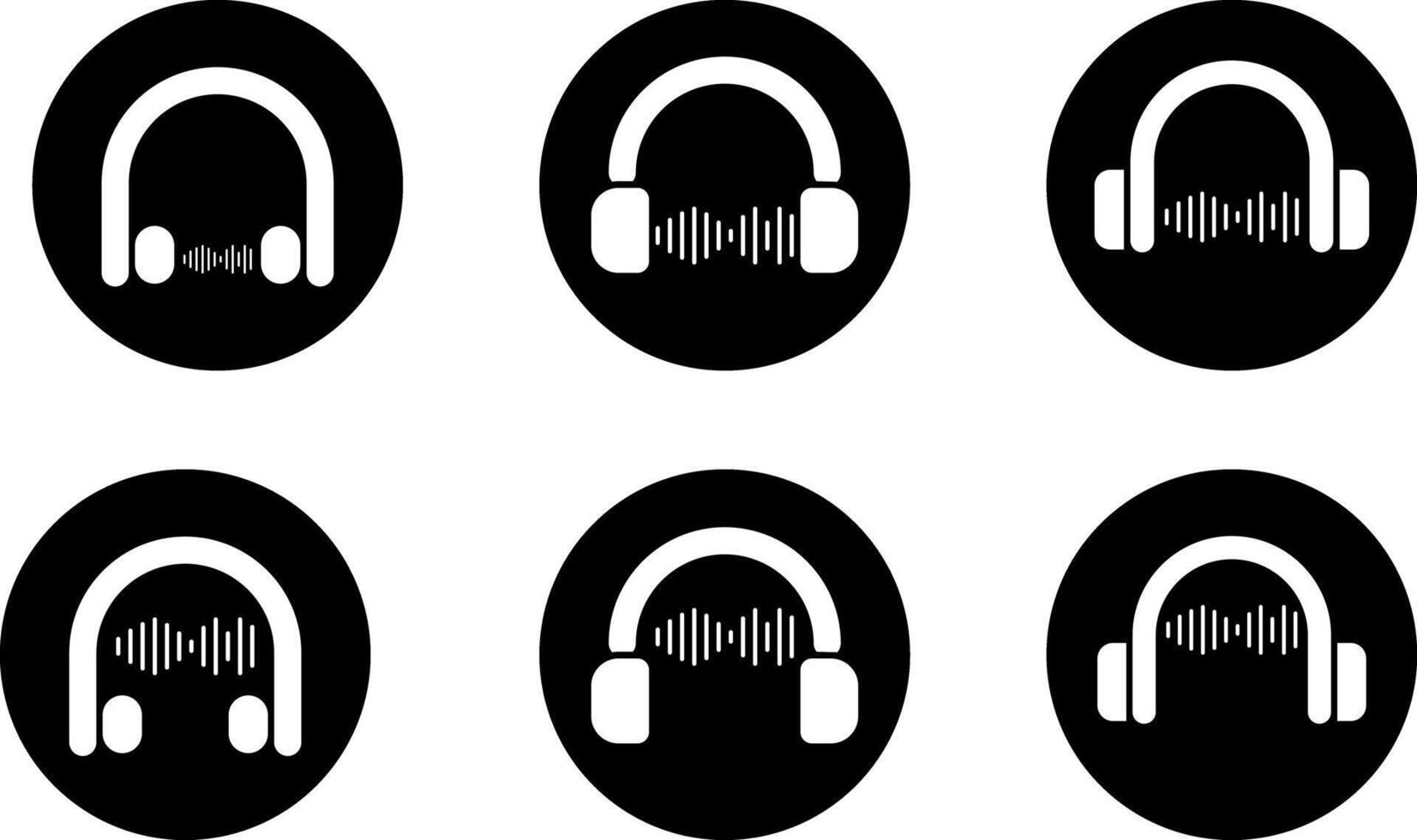 Headphone with music icons set. Support service icons. representing communication. customer service vector