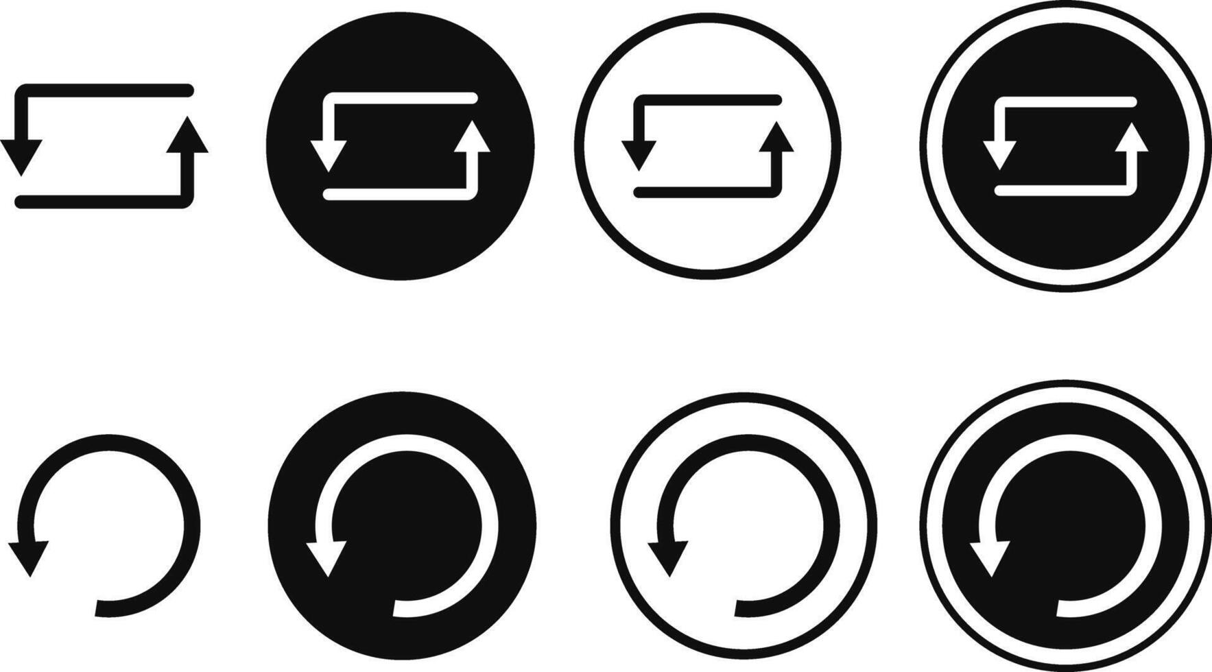 Replay, repeat button icon. rotate web symbol. Circle arrow icons. Multimedia player elements vector