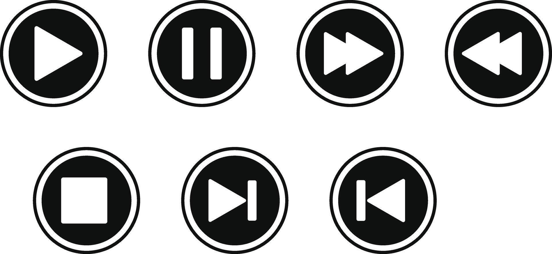 media player button icon set. Play buttons sign. Social media elements. Digital player monochrome progress bar for music vector