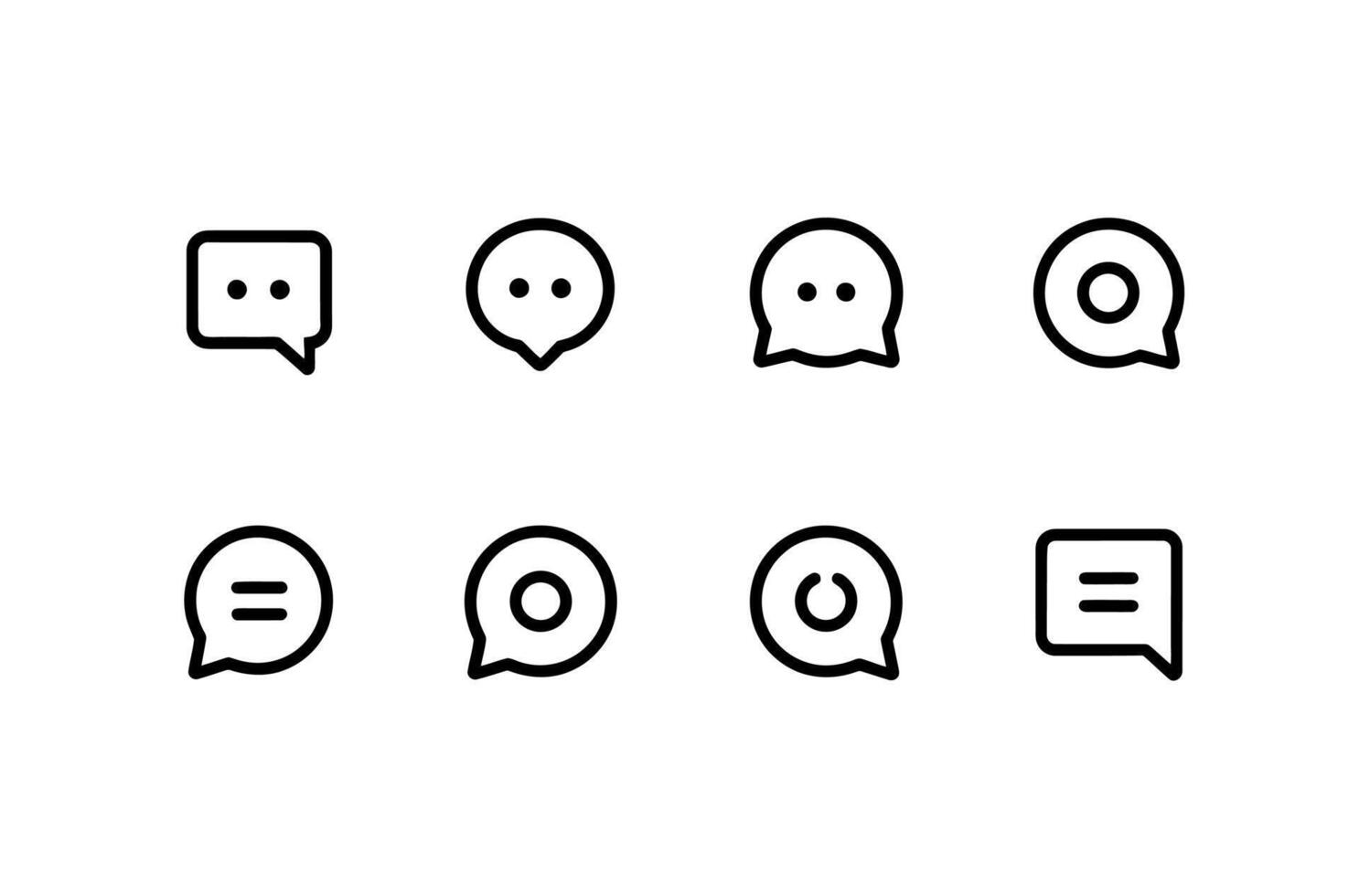 Set of Minimalist Black Line Icon Speech Bubbles vector