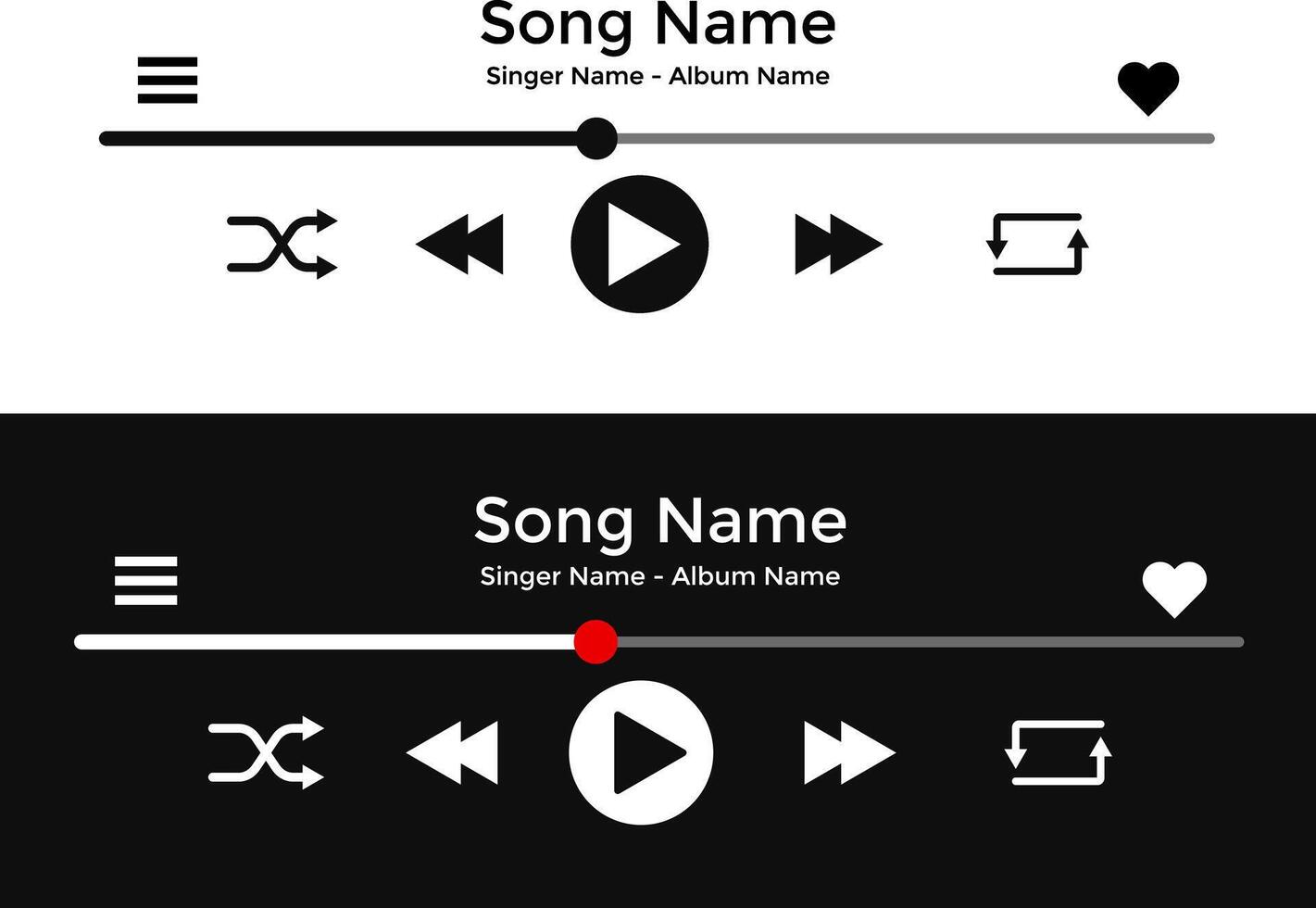 Music play interface icons. multimedia interface buttons. ideal for media players. streaming frame internet vector