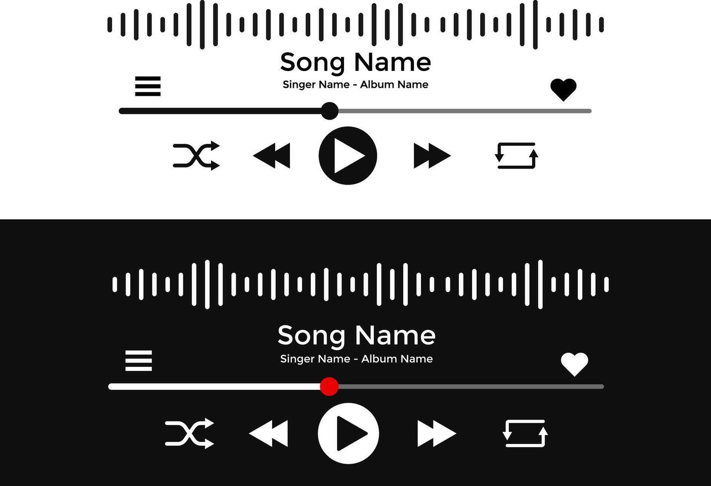 Music play interface icon. streaming frame internet. voice record display. Podcast playlist. multimedia interface buttons. ideal media players vector